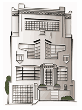 line drawing of Art Deco home