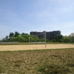 A tidy volleyball court