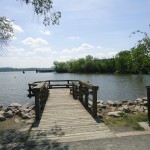 A pier overlooking the rocks and water