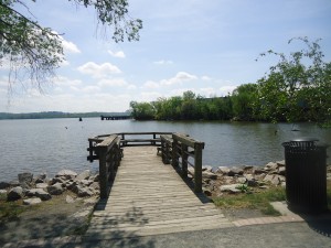 A pier overlooking the rocks and water