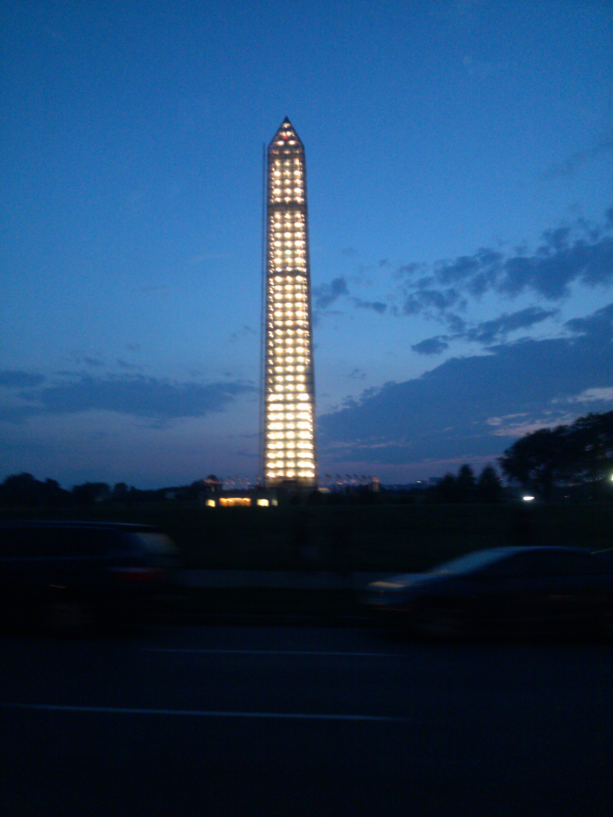 The Washington Monument at night