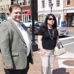 Husband and wife on their way to a meal in Old Town