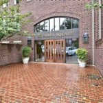garden-style brick condominium
