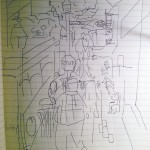 A sketch at the drop off point for the King St. Trolley