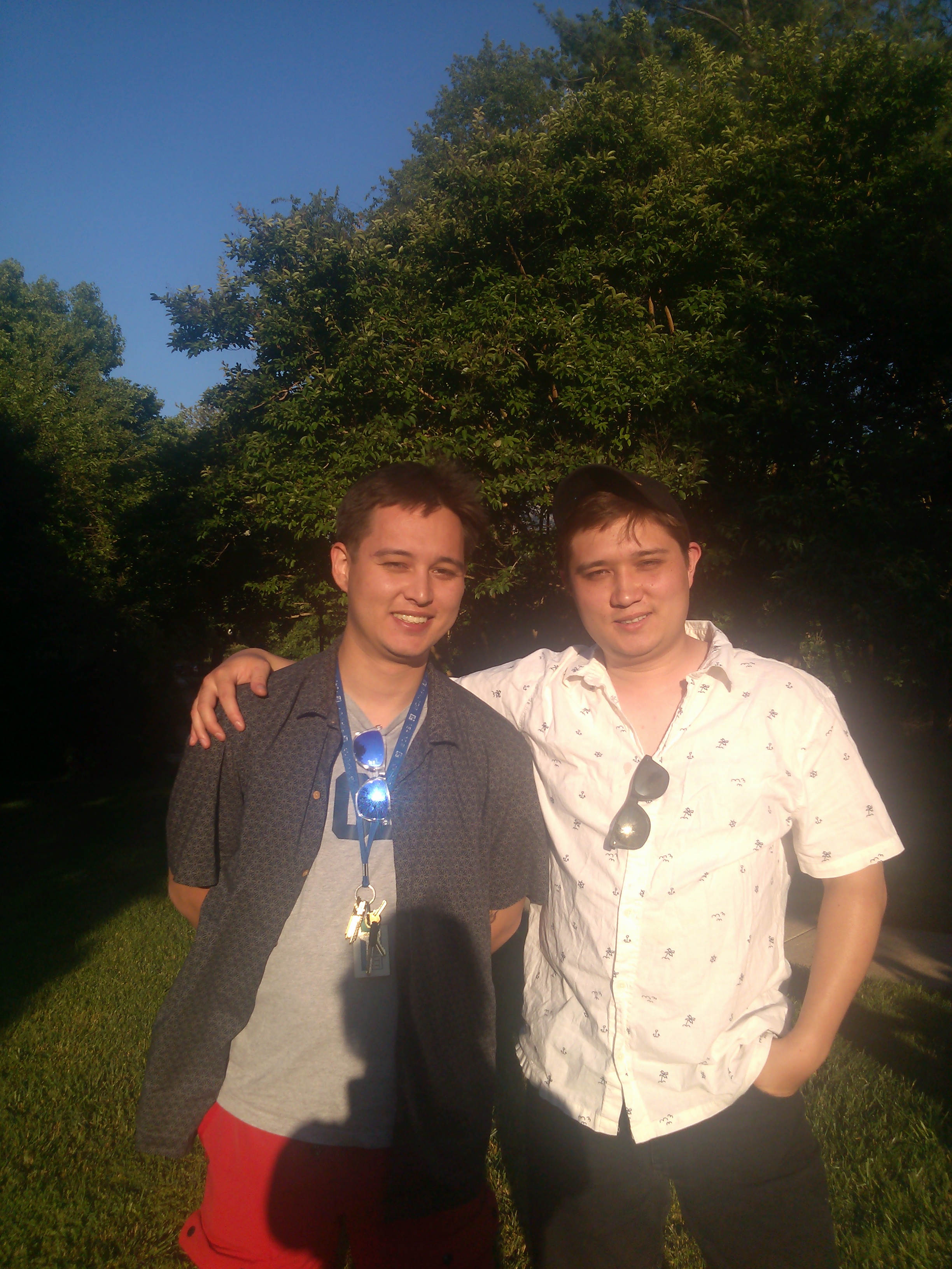 Brothers enjoy the warmer season outside