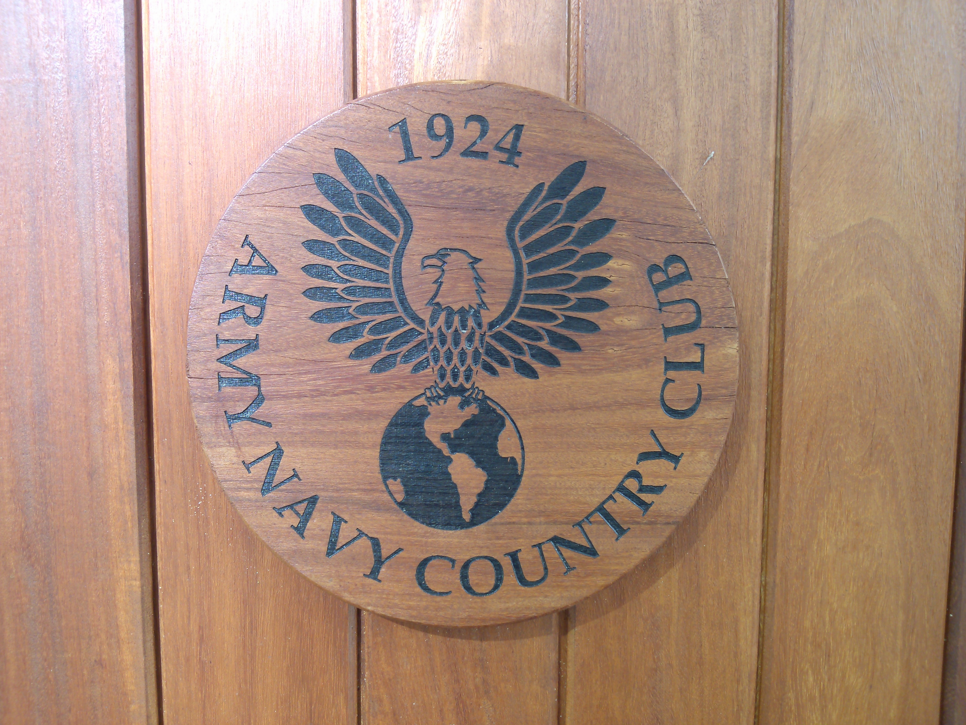 Wood working on a Army Navy Country Club podium