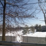 Golf coarse blanketed in snow