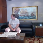 Will Nesbitt reads the paper