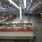 Costco, the rear facing the entrance