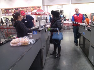 Julie Nesbitt checks out at Costco