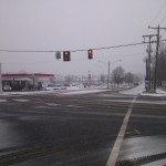 Belle View Exxon gas station during snow