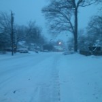 Bucknell Manor in a blizzard in January