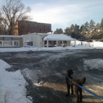 paved road at pizza restaurant