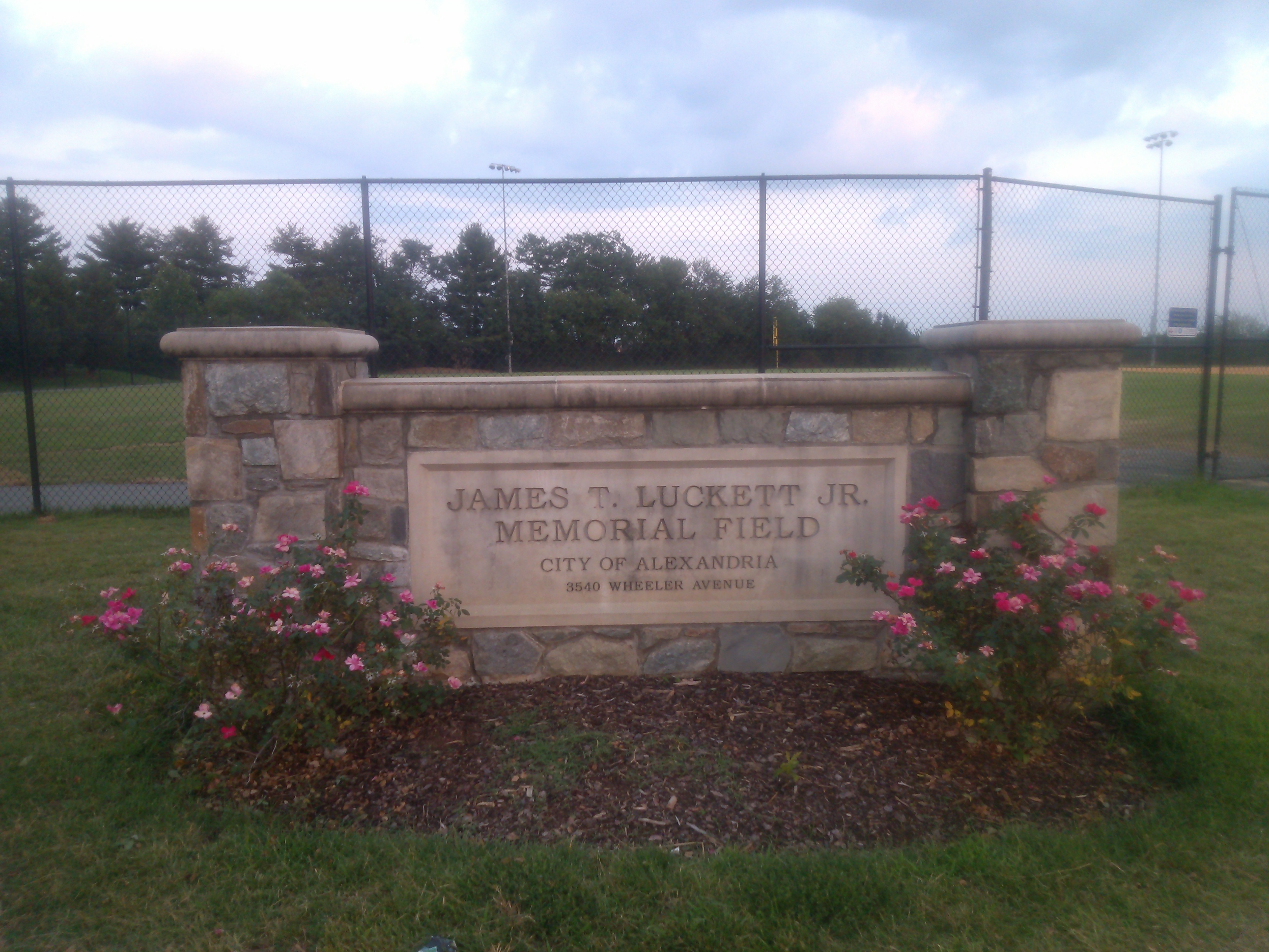 Empty baseball field titled James T. Luckett Jr. Memorial Field