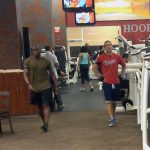 X-Sport gym patron working up a sweat